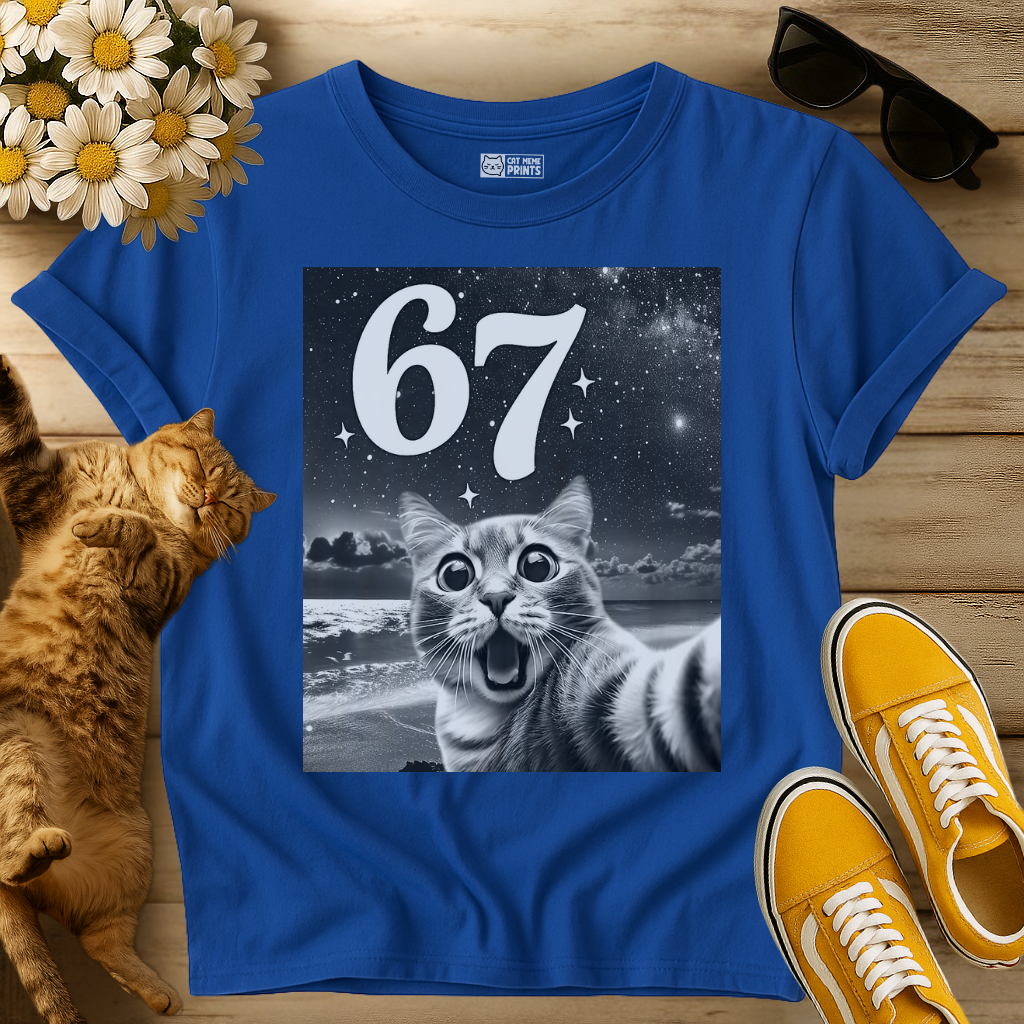 Cat Selfie with 67 Meme T-Shirt