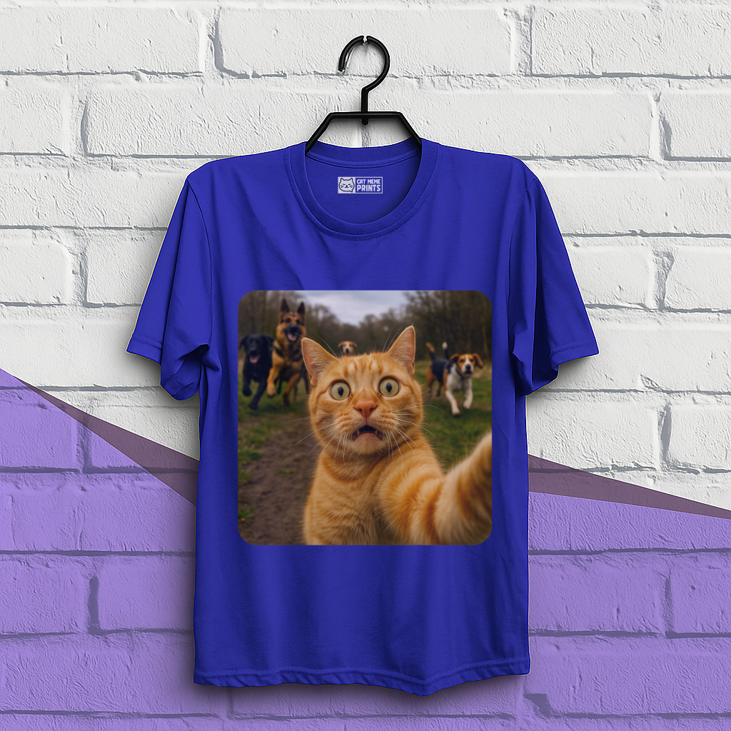Cat Selfie With Dogs Cat Meme T-Shirt