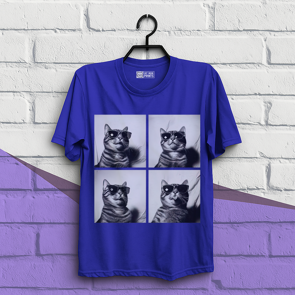Cat Wearing Sunglasses Selfie Photobooth T-Shirt