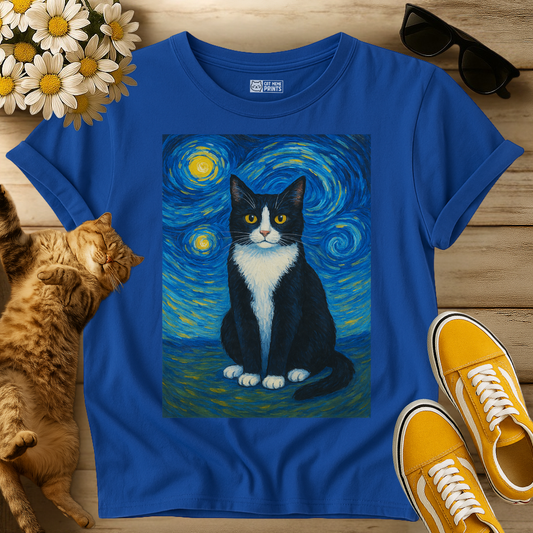 Tuxedo Cat Painting Van Gogh T-Shirt