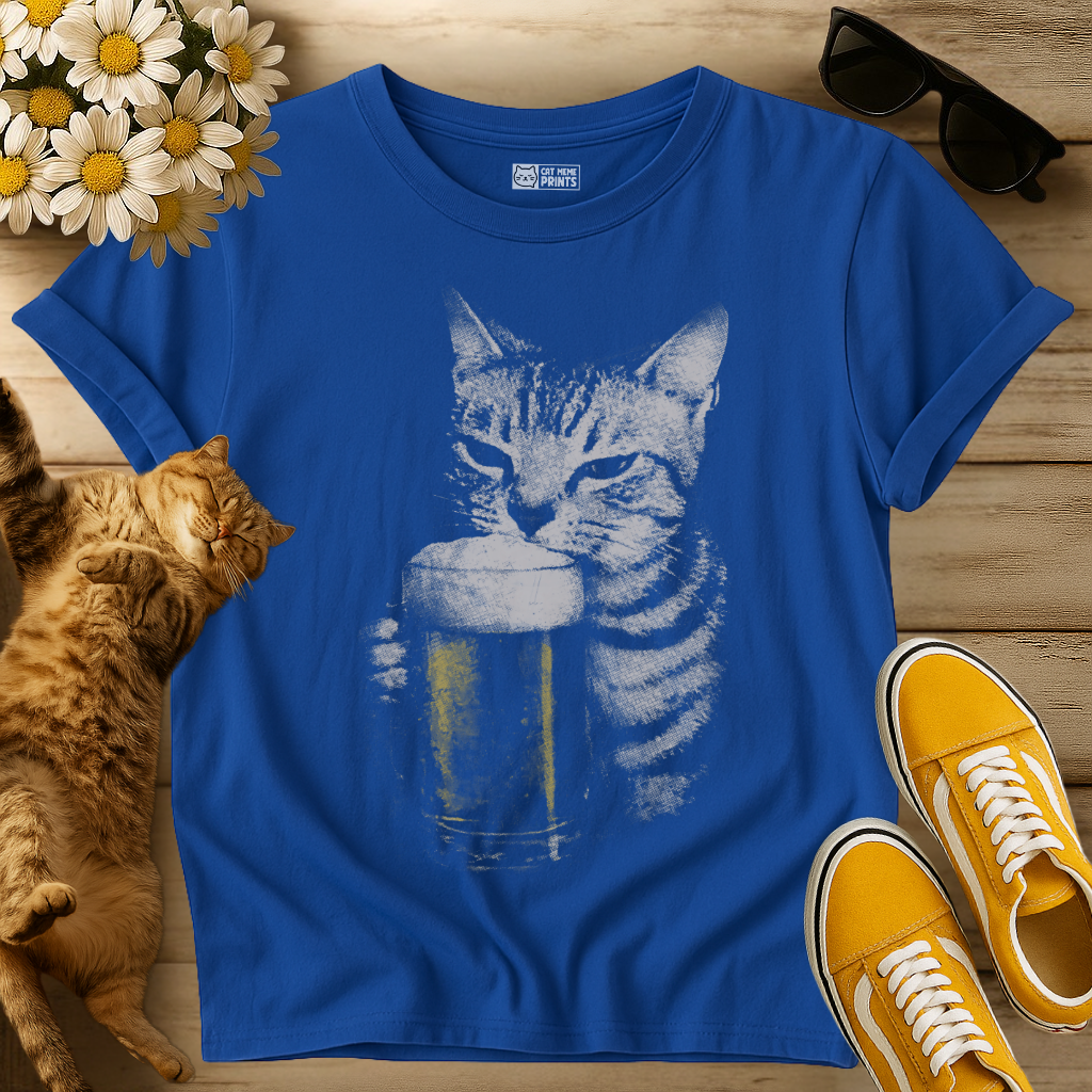 Cat Drinking Beer T-Shirt
