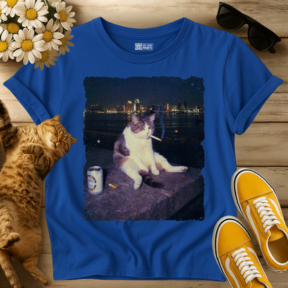 Cat Smoking and Drinking Selfie T-Shirt