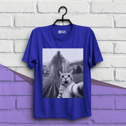 Cat Selfie with Spooky Ghost T-Shirt