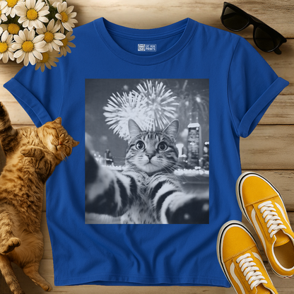 Cat Selfie New Year Firework T-Shirt