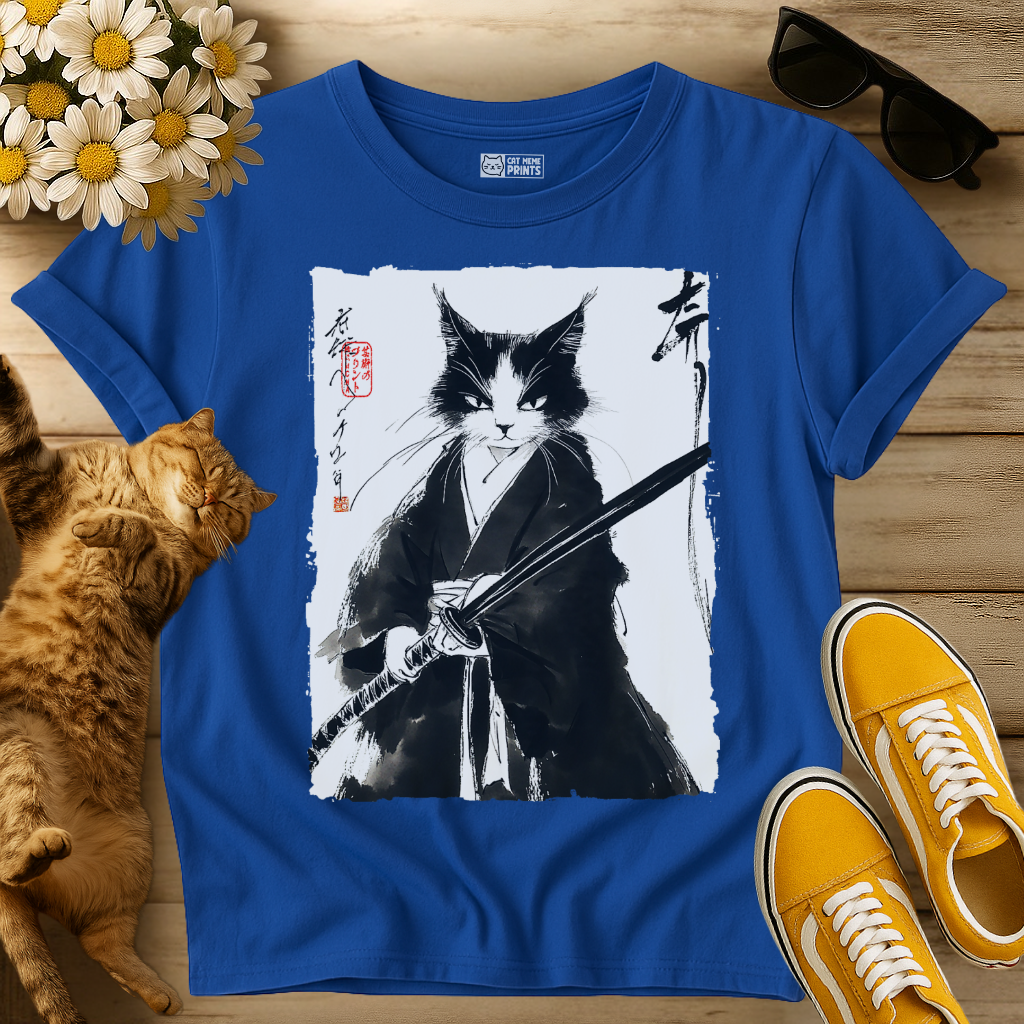 Tuxedo Samurai Cat Japanese T-Shirt