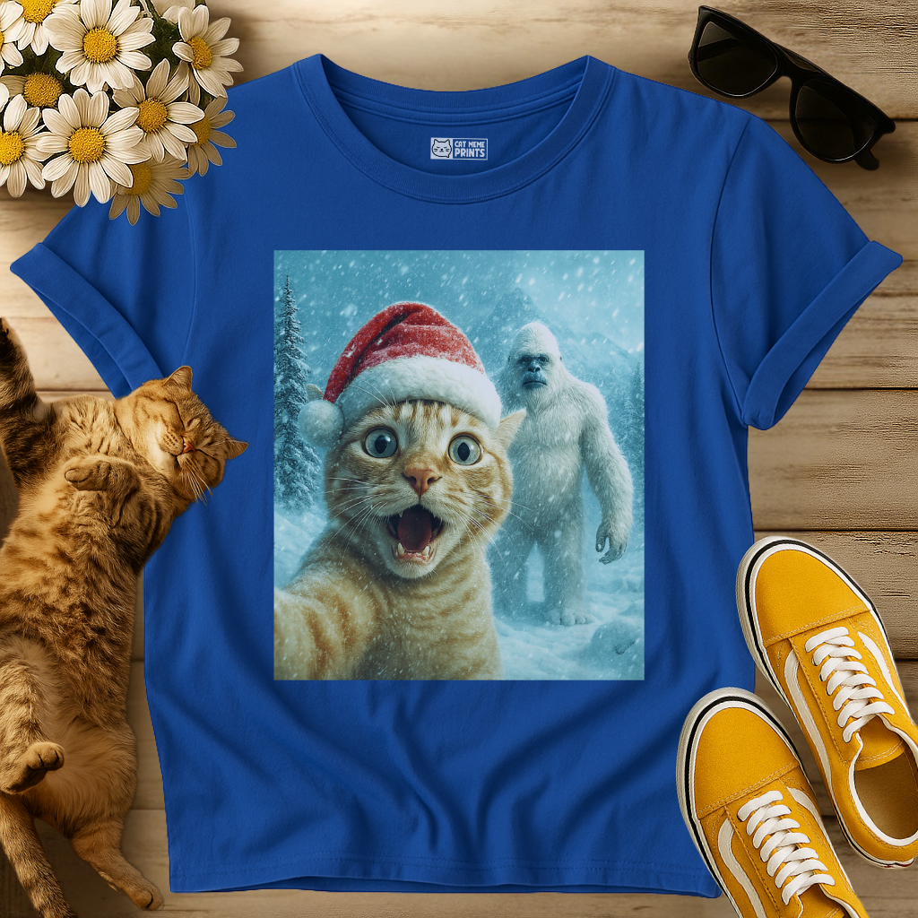 Cat Selfie with Abominable Snow Monster T-Shirt