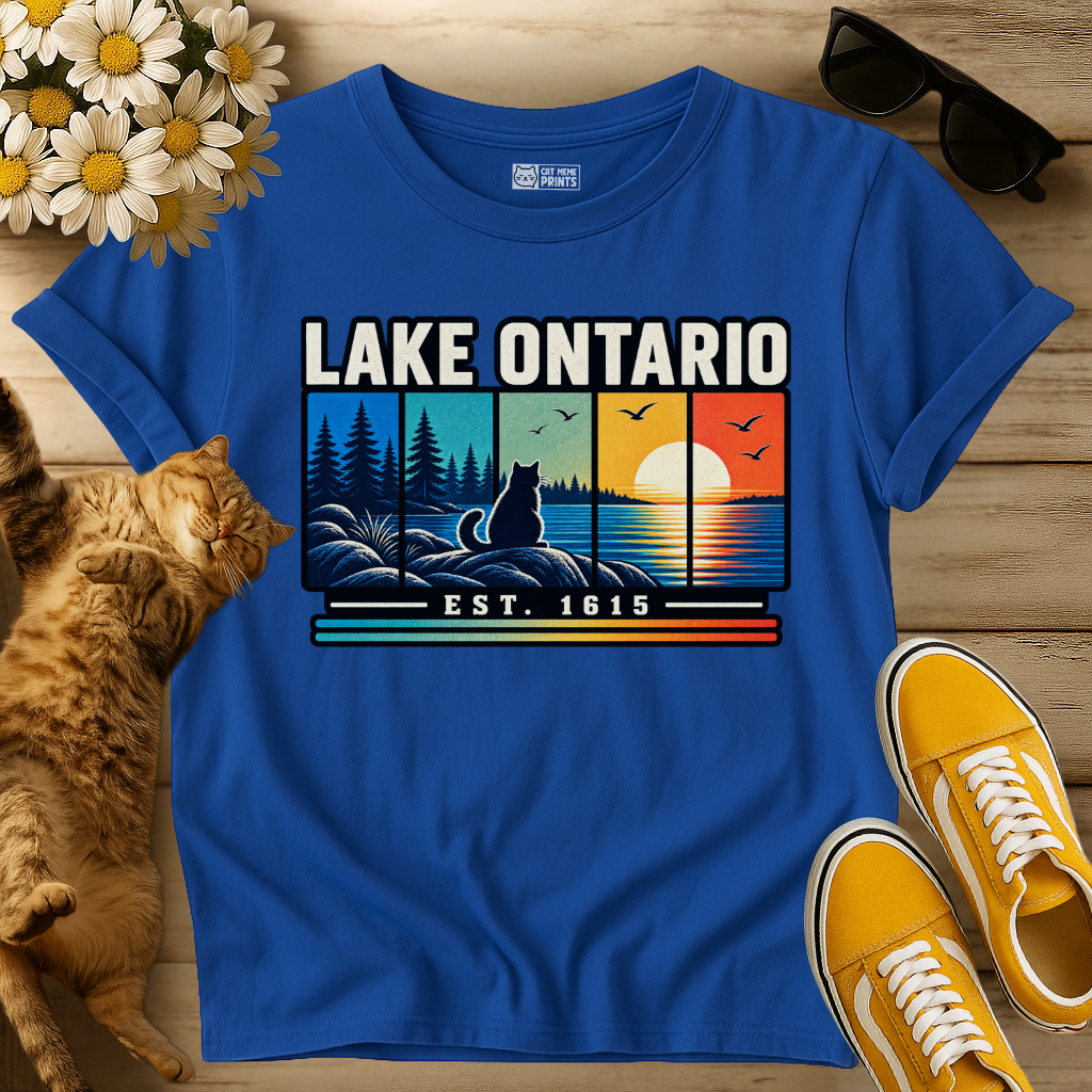 Lake Ontario Vintage Est 1615 Cat T-Shirt
