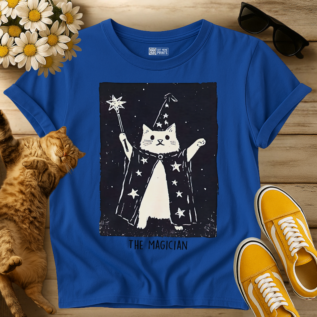 Wizard Cat Weird Tarot Card The Magician T-Shirt