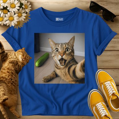 Shocked Cat Selfie With Cucumber T-Shirt