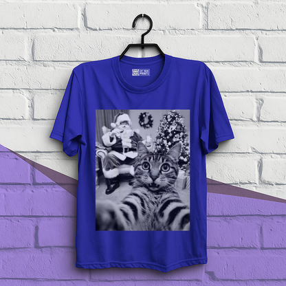 Cat Christmas Selfie with Santa Claus T-Shirt