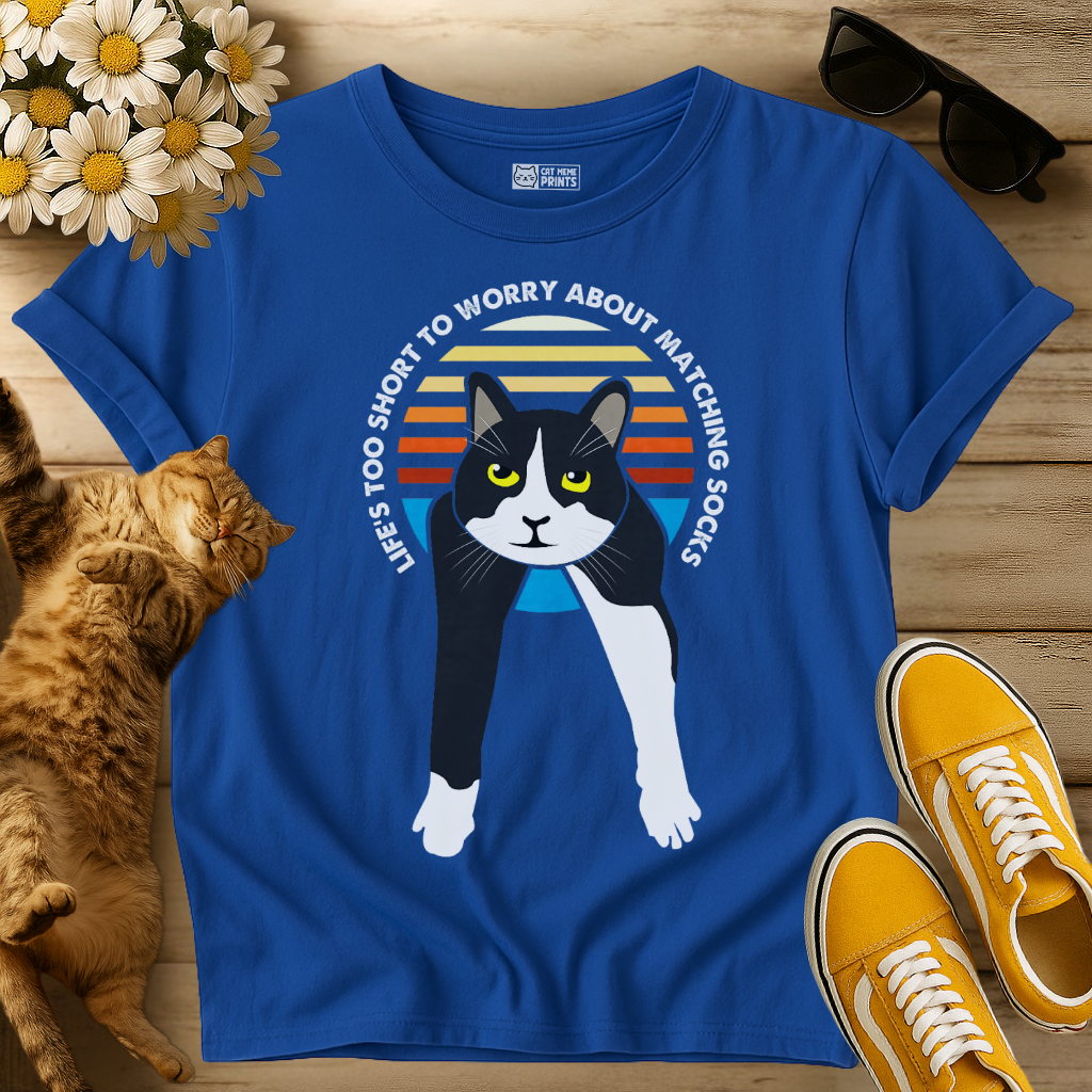 Tuxedo Cat Life's Too Short To Worry T-Shirt