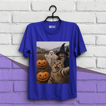 Cat Selfie with Witch & Ghost T-Shirt