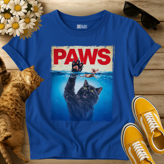 Paws Black Cat Chasing Scared Mouse T-Shirt