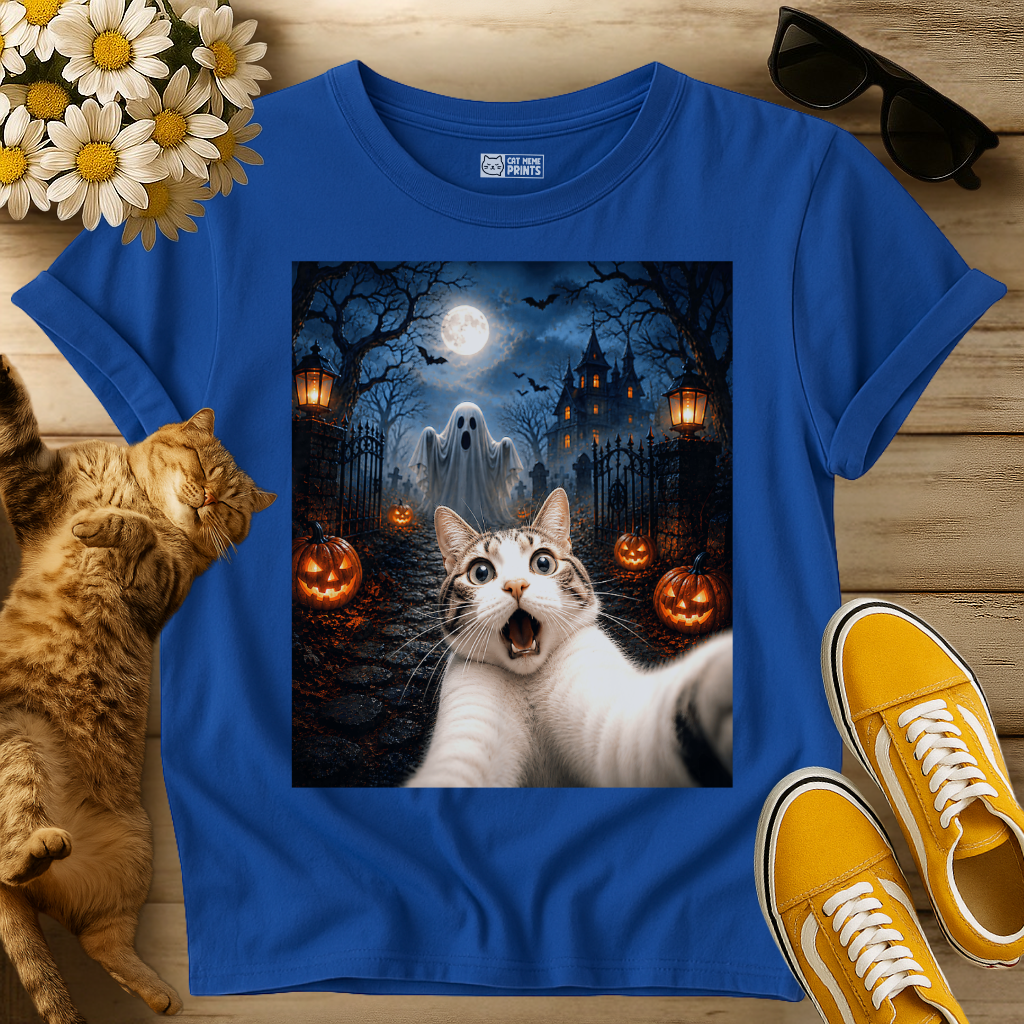Cat Selfie with Ghost T-Shirt