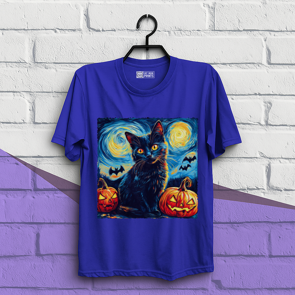Black Cat Pumpkins Halloween T-Shirt