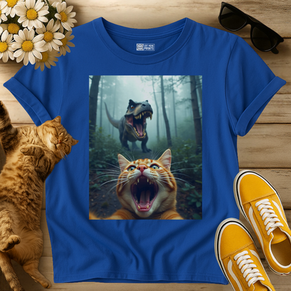 Cat Selfie With T-Rex Dinosaur T-Shirt