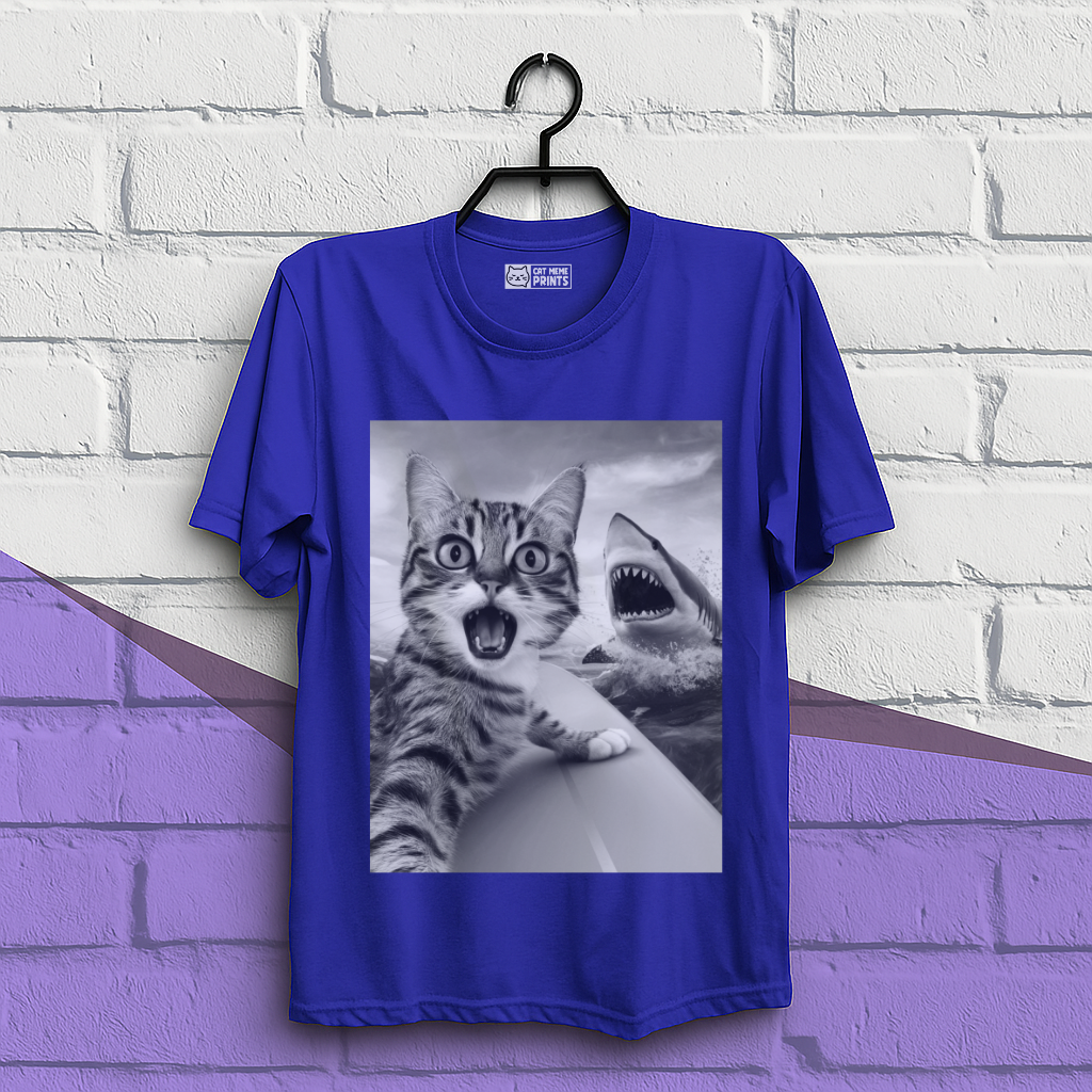 Cat Selfie With Shark T-Shirt
