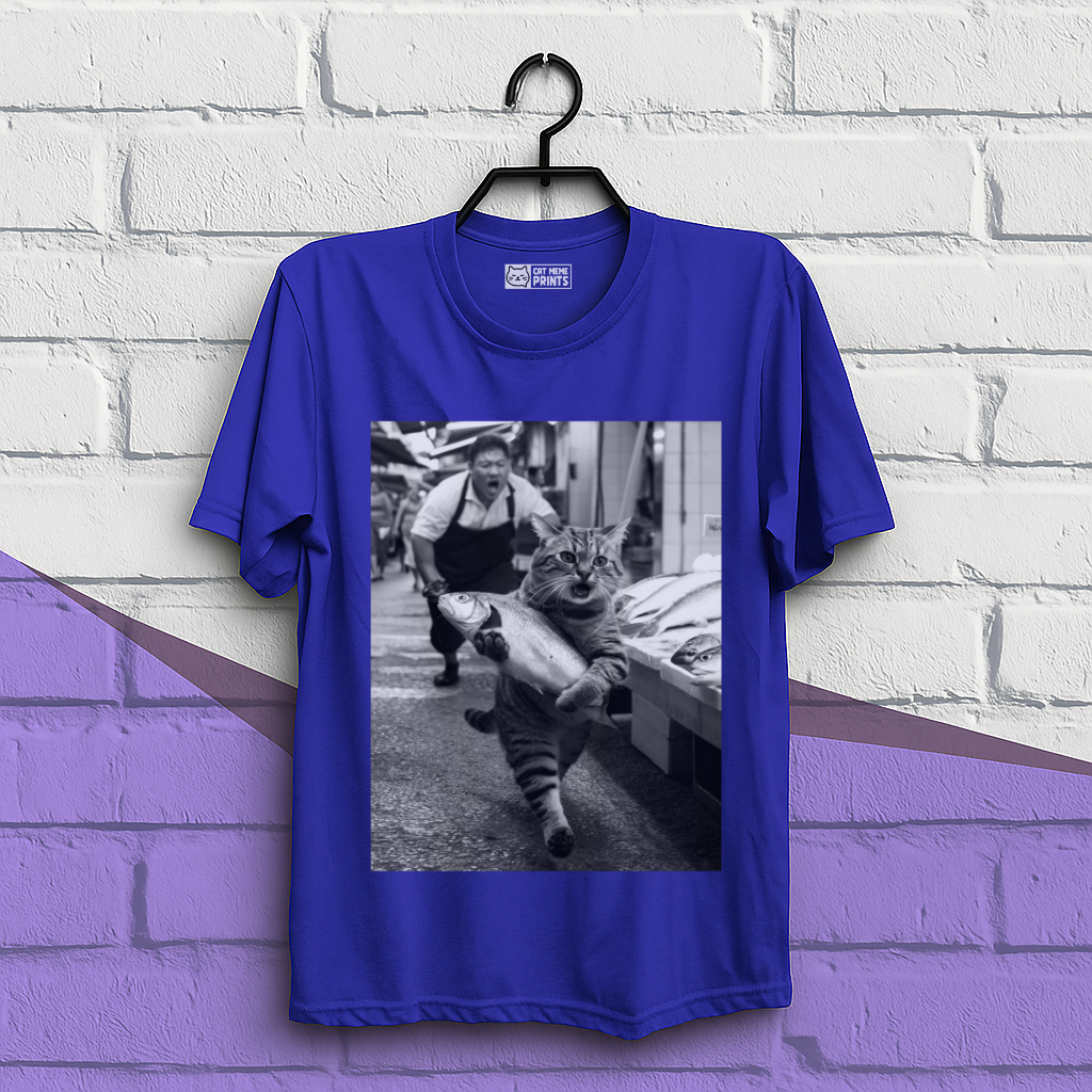 Cat Steals Fish Market T-Shirt