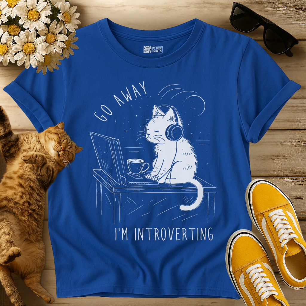 Go Away I'm Introverting Introvert Cat T-Shirt