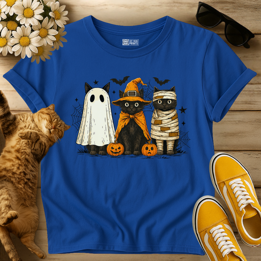 Black Cat Ghost Witch Mummy Halloween T-Shirt
