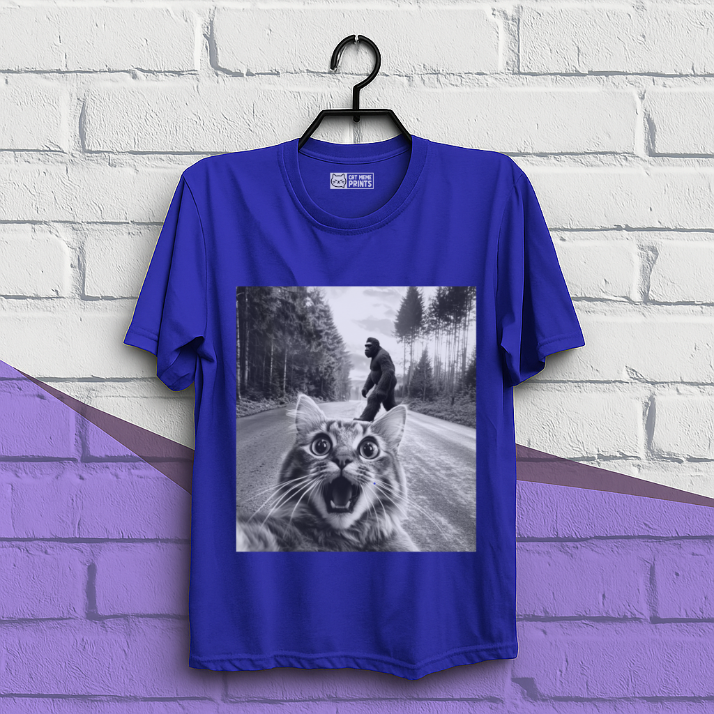 Cat Selfie With Bigfoot T-Shirt
