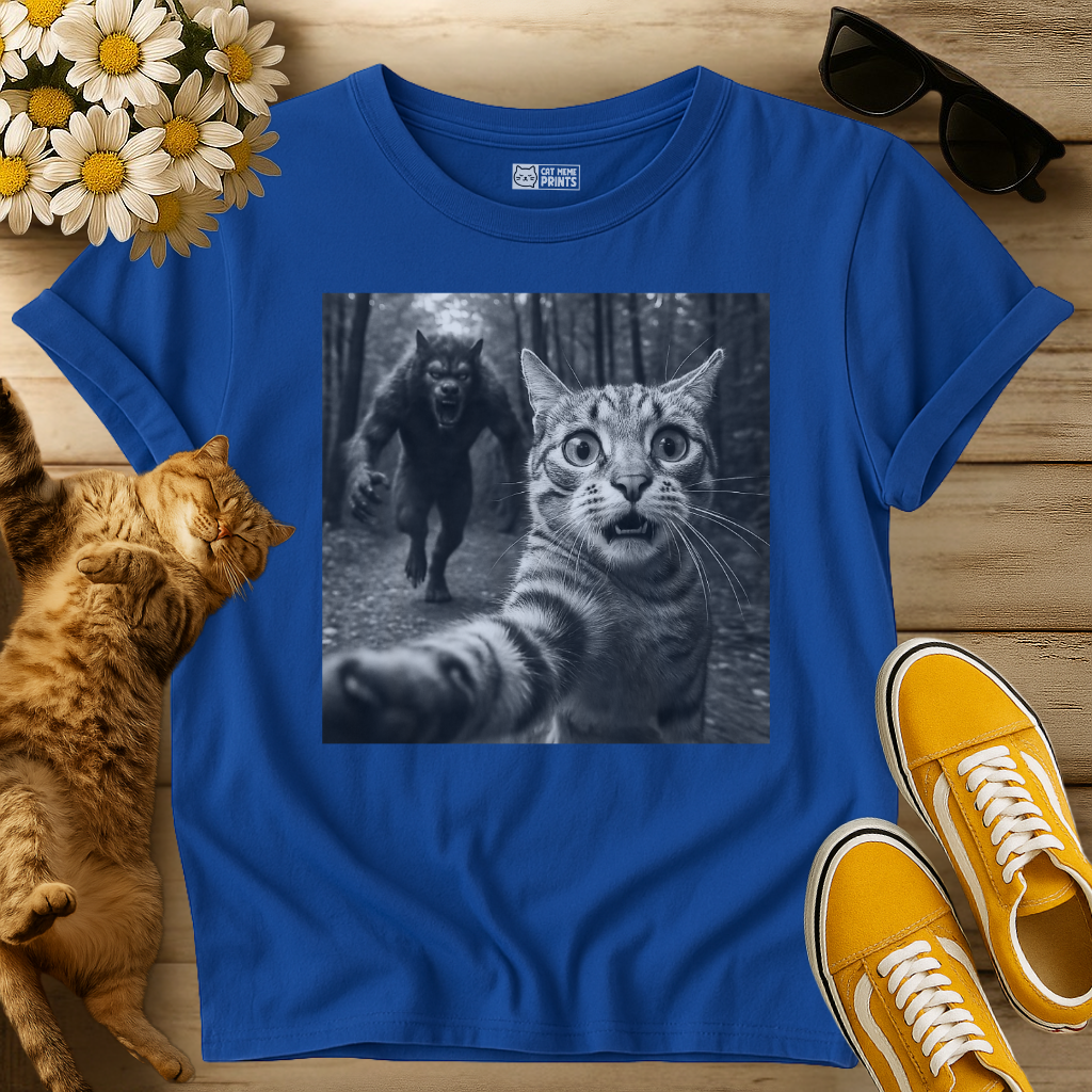 Cat Selfie With Werewolf T-Shirt