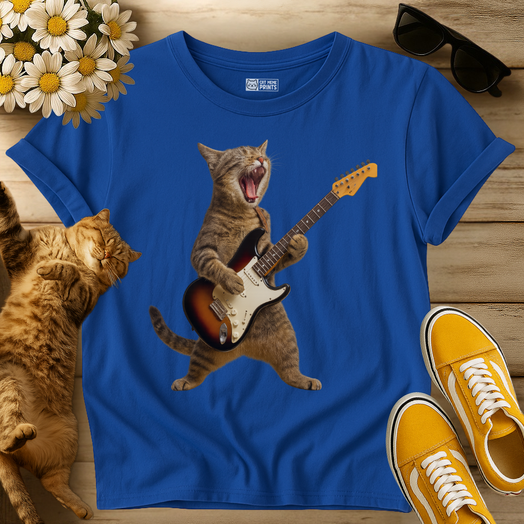 Cat Playing Guitar Rock & Roll T-Shirt