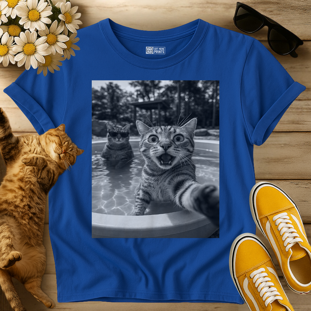 Cat Selfie in the Pool T-Shirt