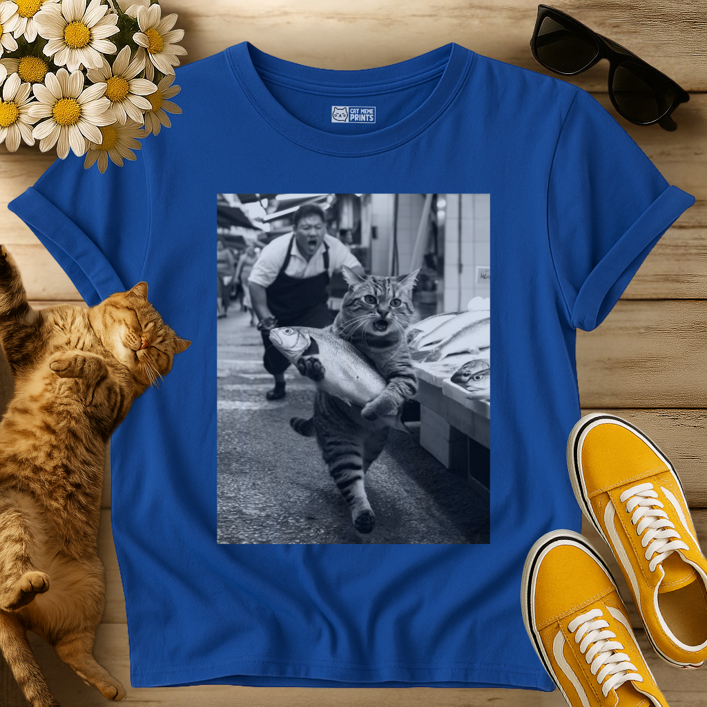 Cat Steals Fish Market T-Shirt