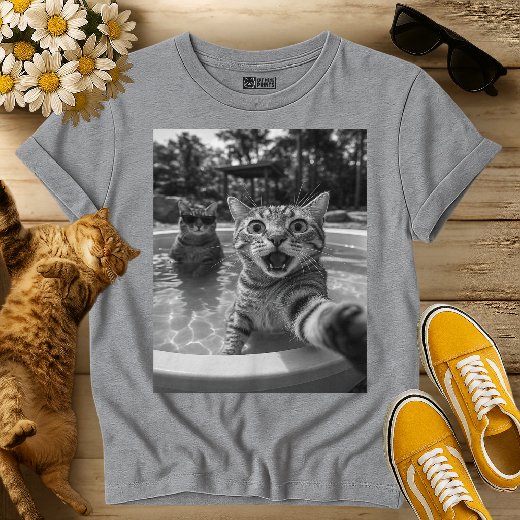 Cat Selfie in the Pool T-Shirt