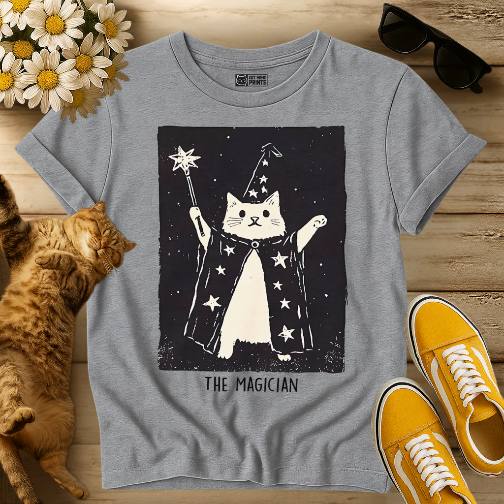 Wizard Cat Weird Tarot Card The Magician T-Shirt