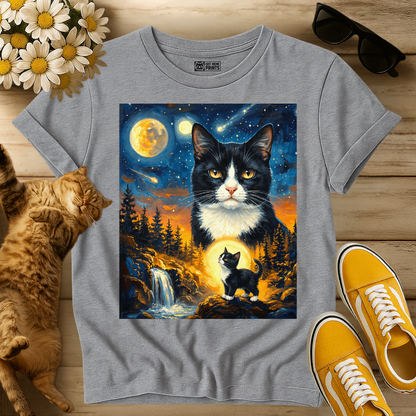 Tuxedo Cat Howling to The Moon T-Shirt