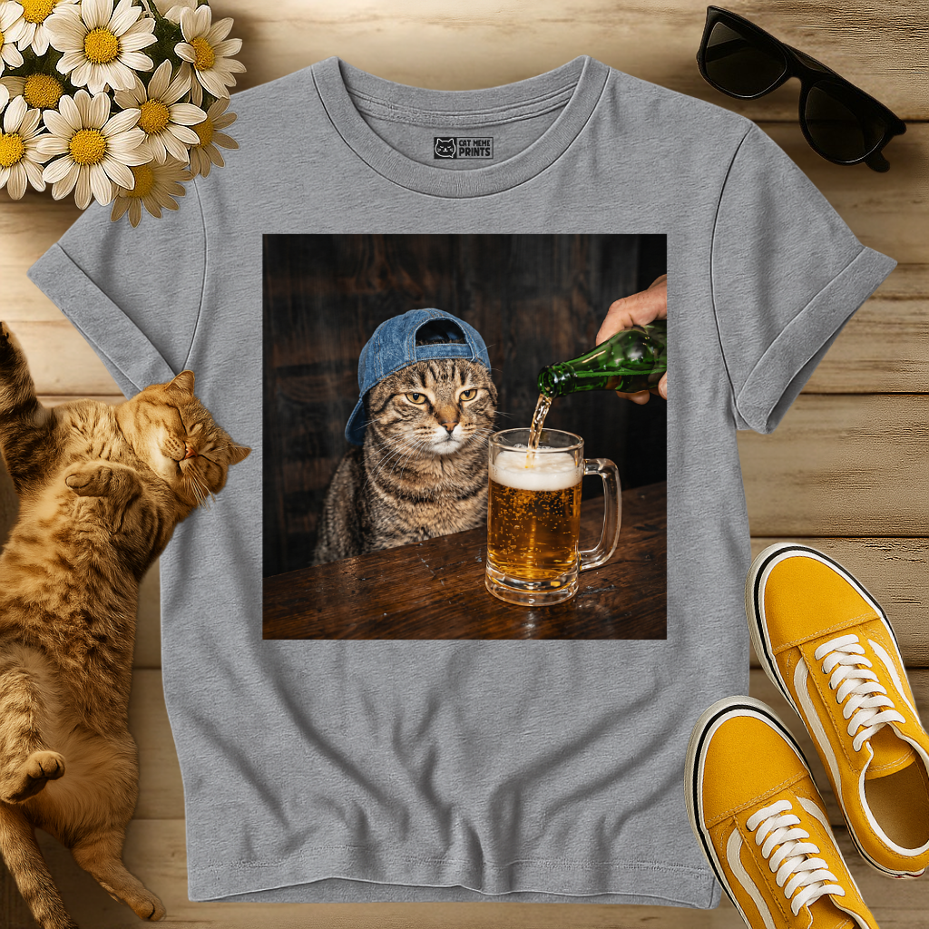 Cat Drinking Beer T-Shirt