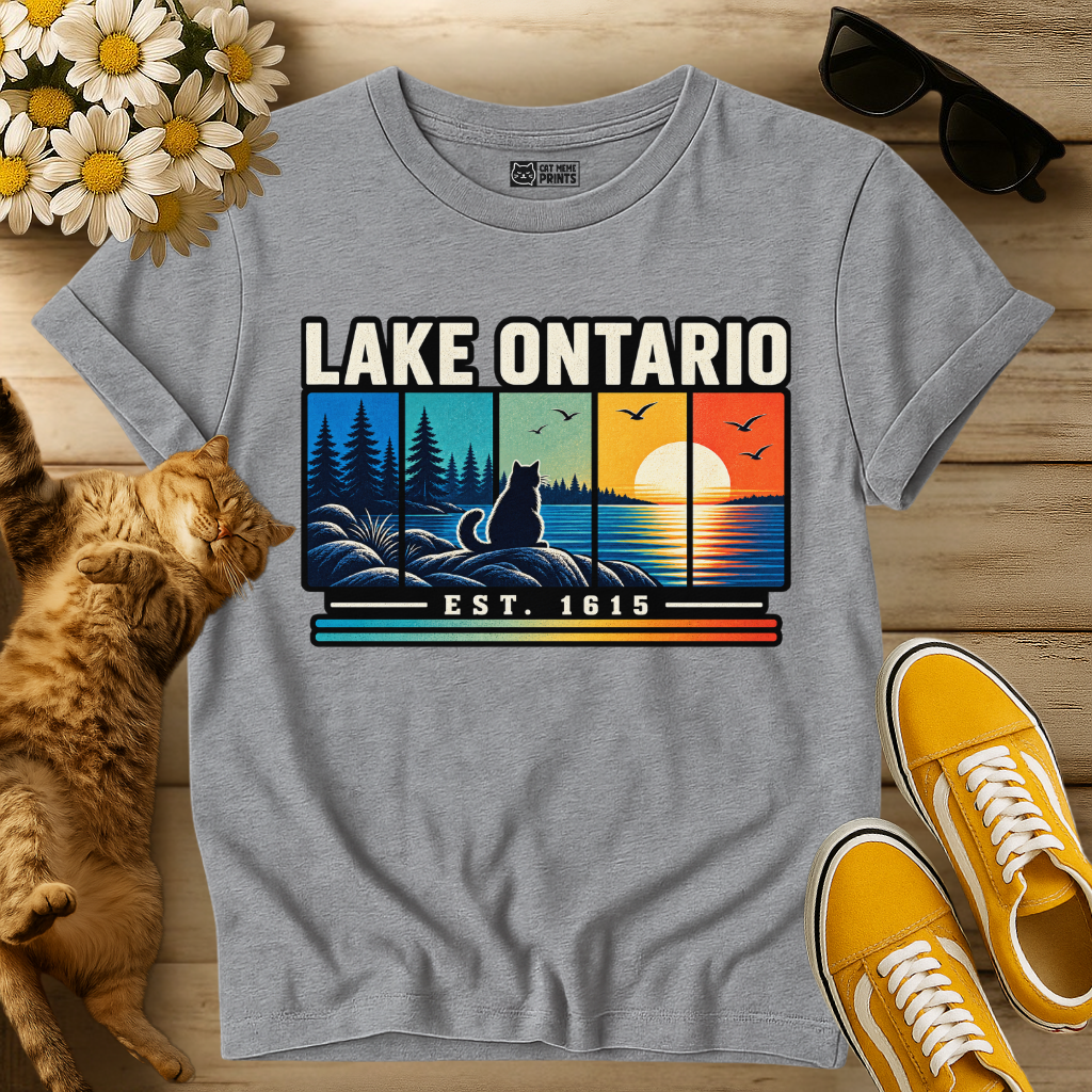 Lake Ontario Vintage Est 1615 Cat T-Shirt