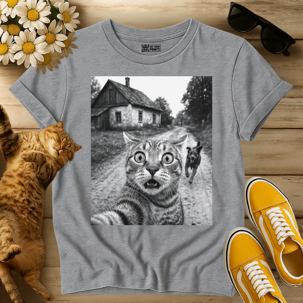 Cat Selfie With Dog T-Shirt