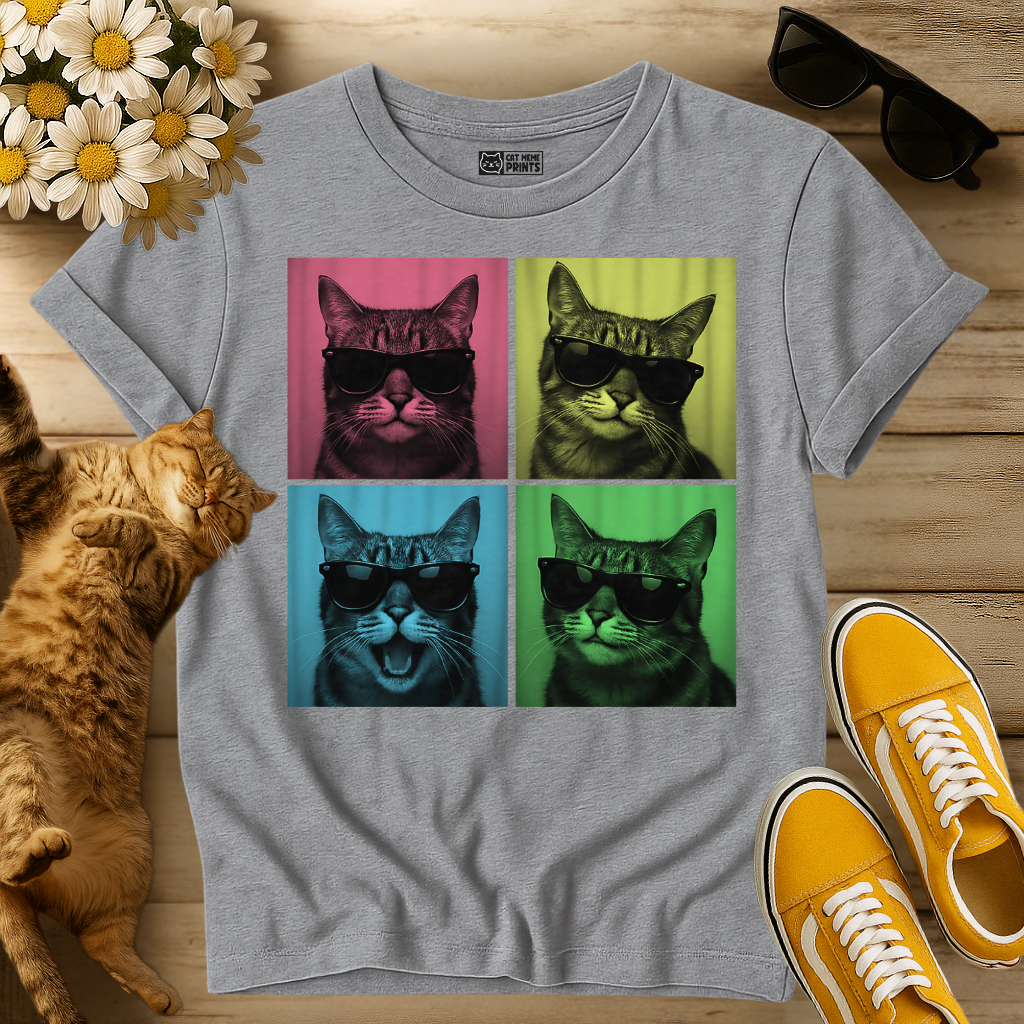 Cool Cat Pop Art Portrait T-Shirt
