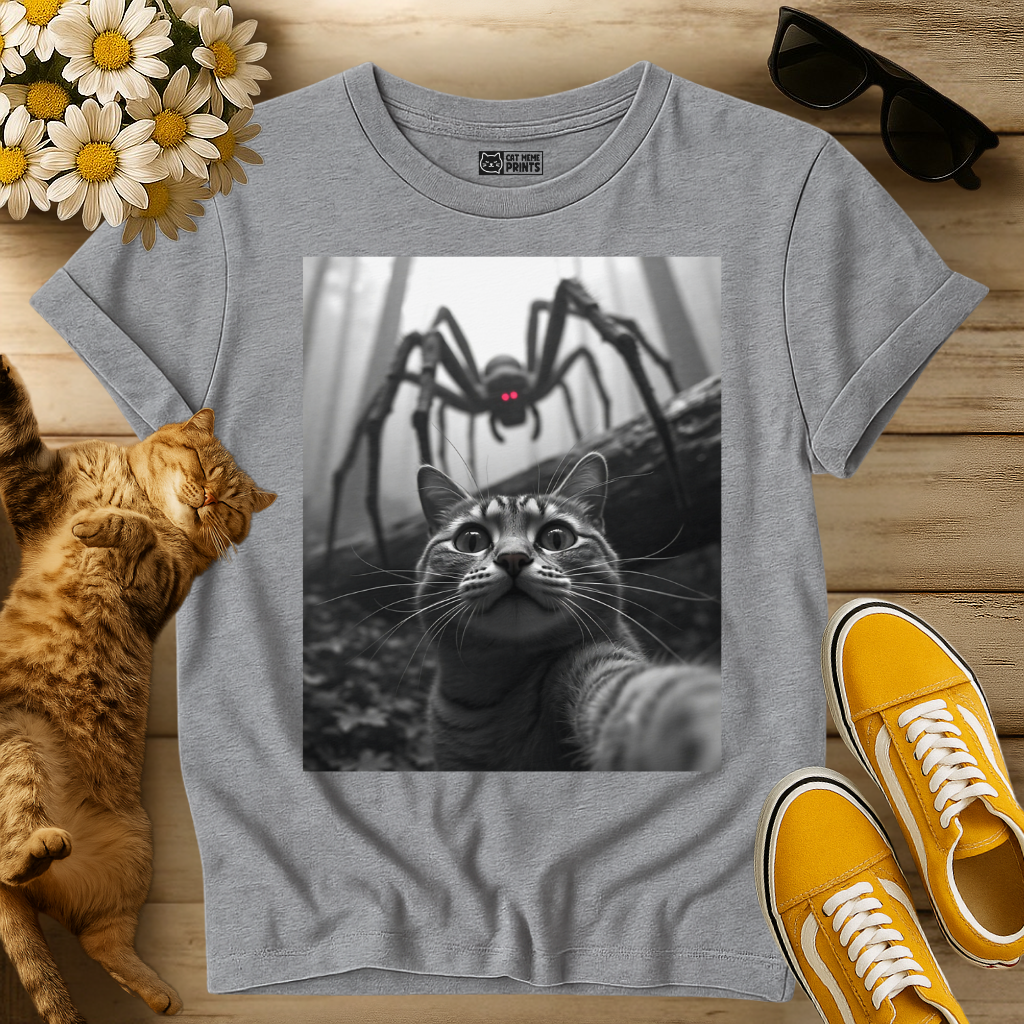 Cat Selfie With Spider T-Shirt
