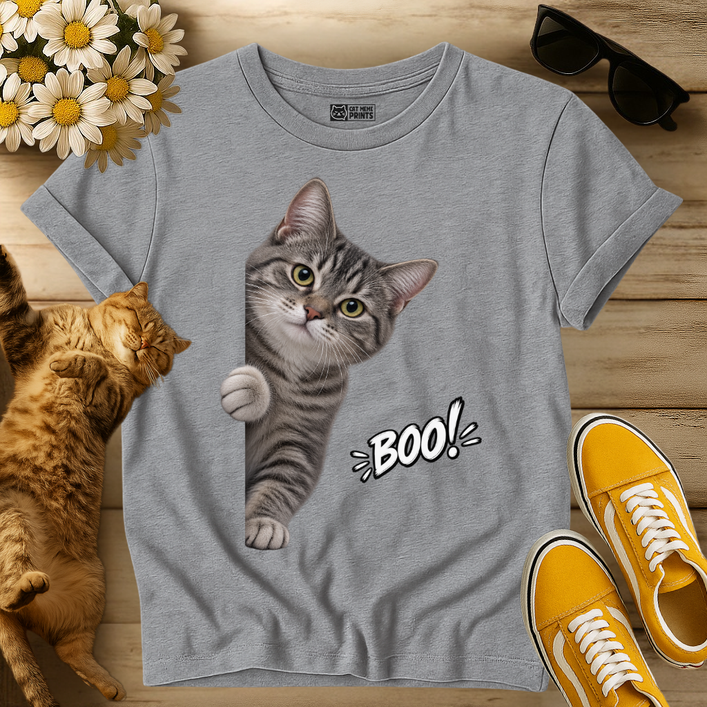 Grey Cat Boo T-Shirt