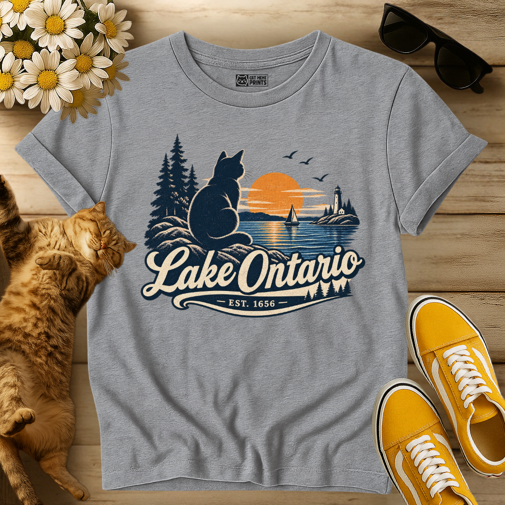 Lake Ontario Sunset Cat T-Shirt