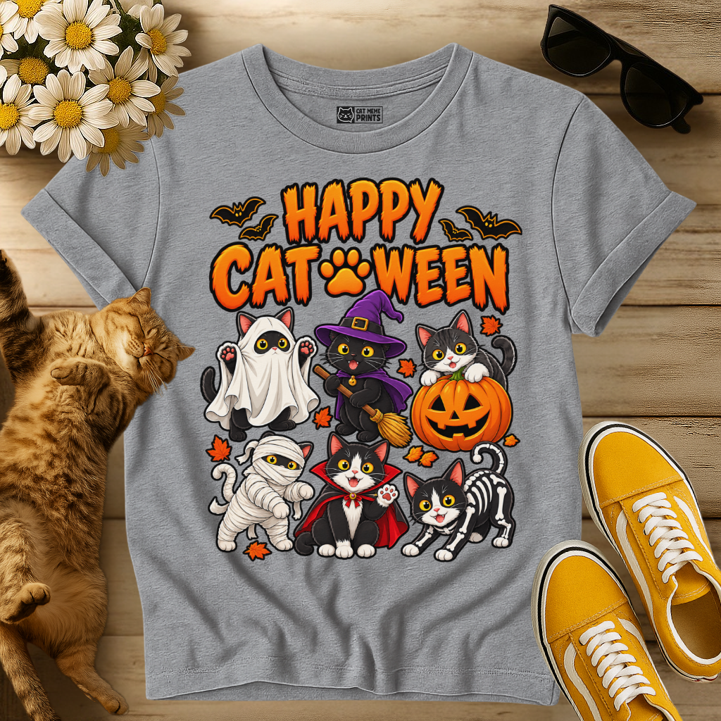 Spooky Cats Happy Cat Halloween T-Shirt