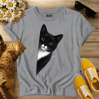 Peeking Tuxedo Cat T-Shirt
