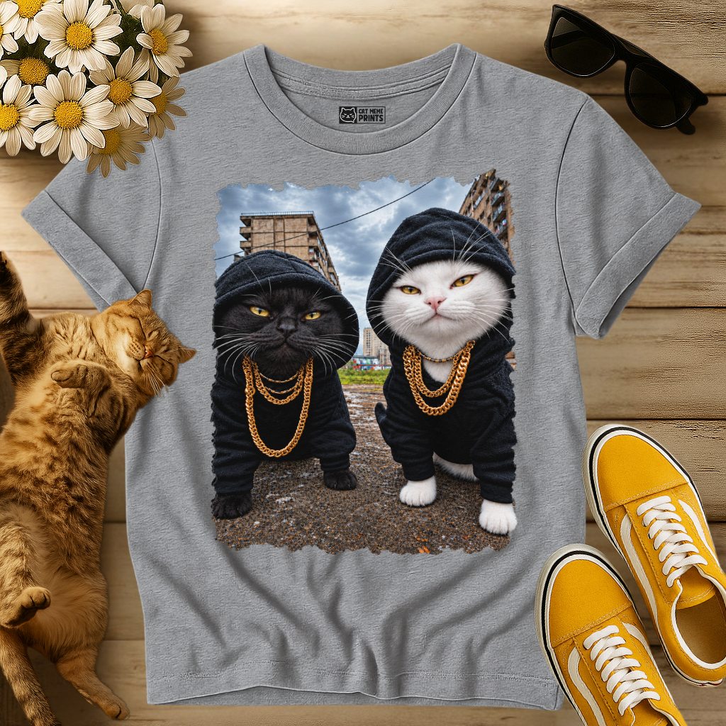 Gangster Black & White Cats T-Shirt