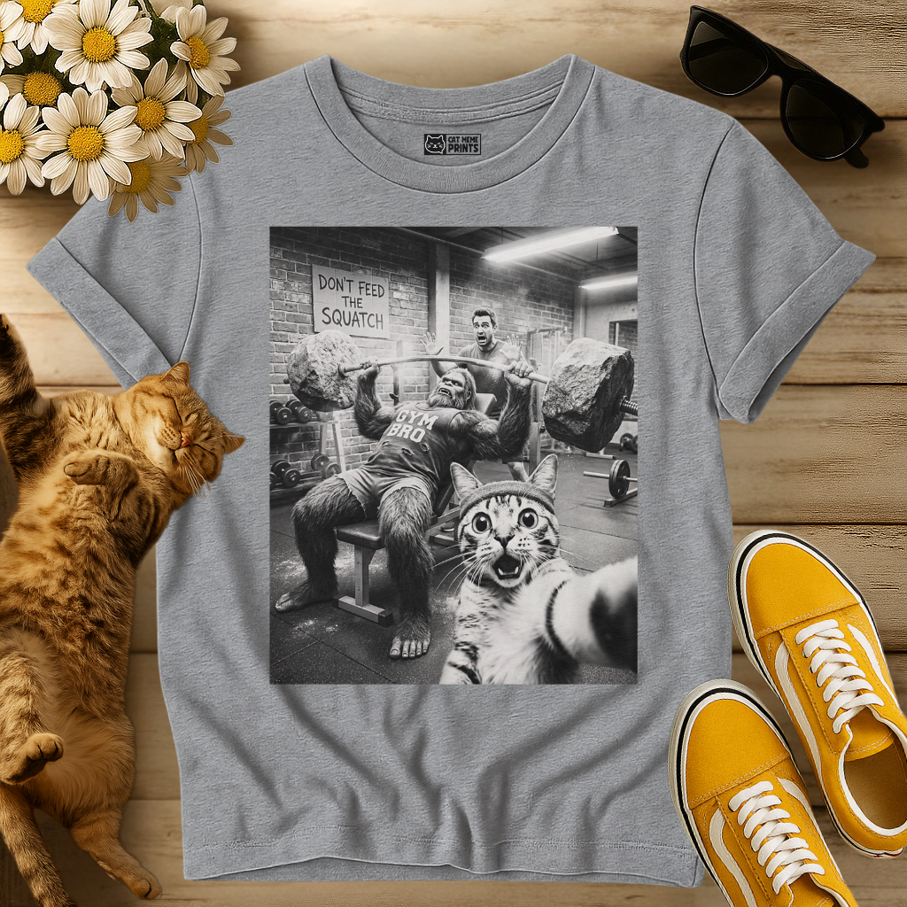Cat Selfie with Bigfoot at the Gym T-Shirt