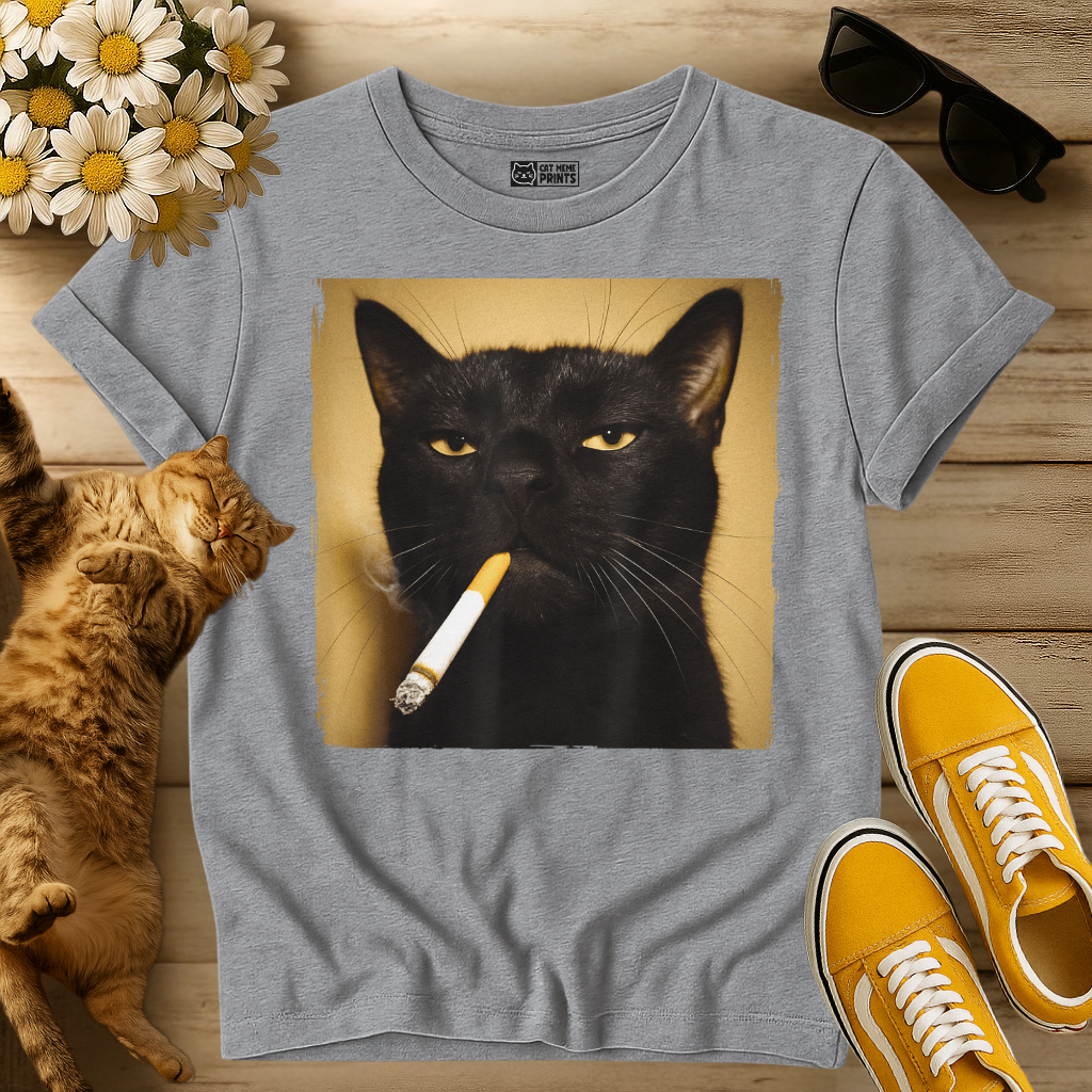 Black Cat Smoking T-Shirt