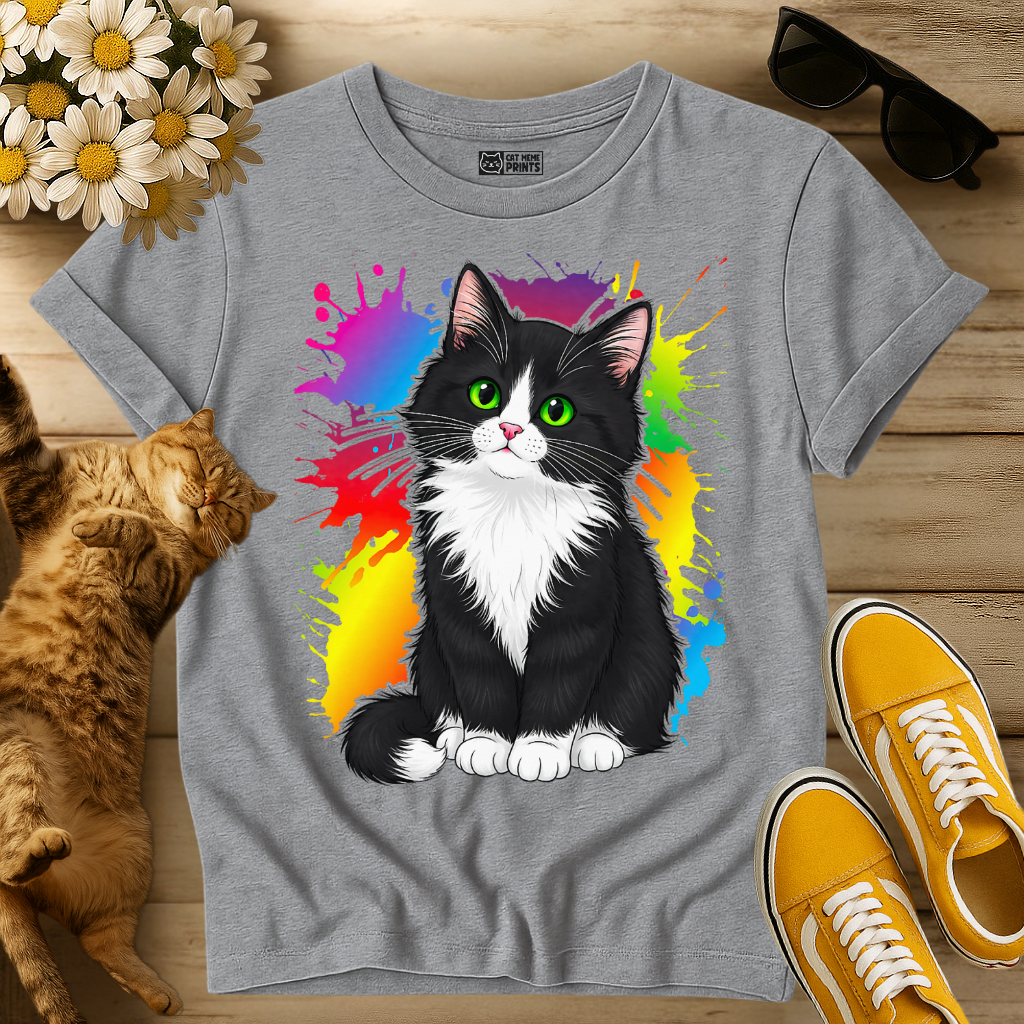 Colorful Tuxedo Cat T-Shirt