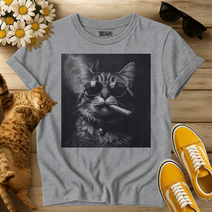 Moody Maine Coon Cat Smoking T-Shirt