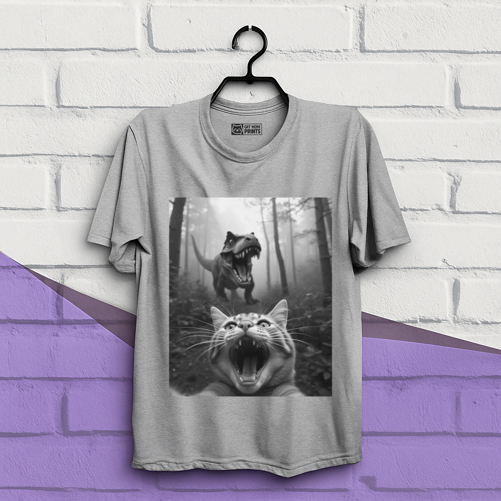 Cat Selfie With T-rex T-Shirt