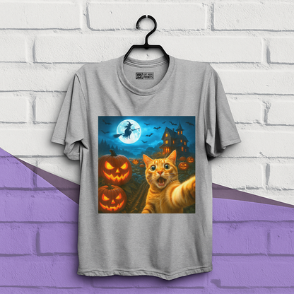 Cat Selfie with Spooky Pumpkins T-Shirt