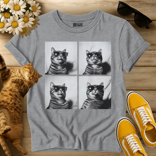 Cat Wearing Sunglasses Selfie Photobooth T-Shirt