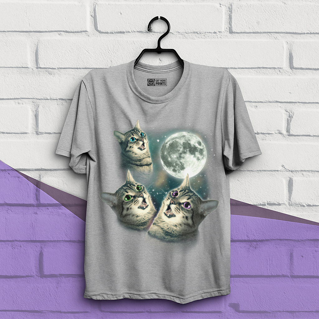 Three Cat Moon 3 Wolfs Cat T-Shirt